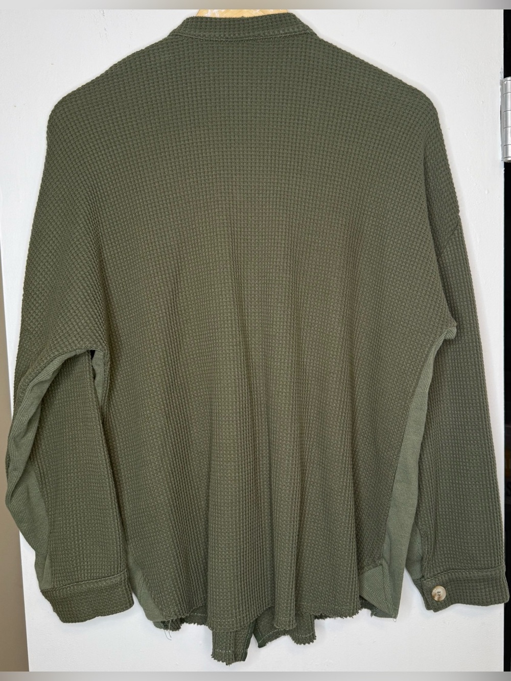 Olive Waffle Knit Button Front Shacket | Size Medium - Picture 2 of 5